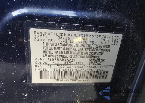 2019 Nissan Sentra Sr z USA, uszkodzony, nr VIN 3N1AB7AP8KY222087